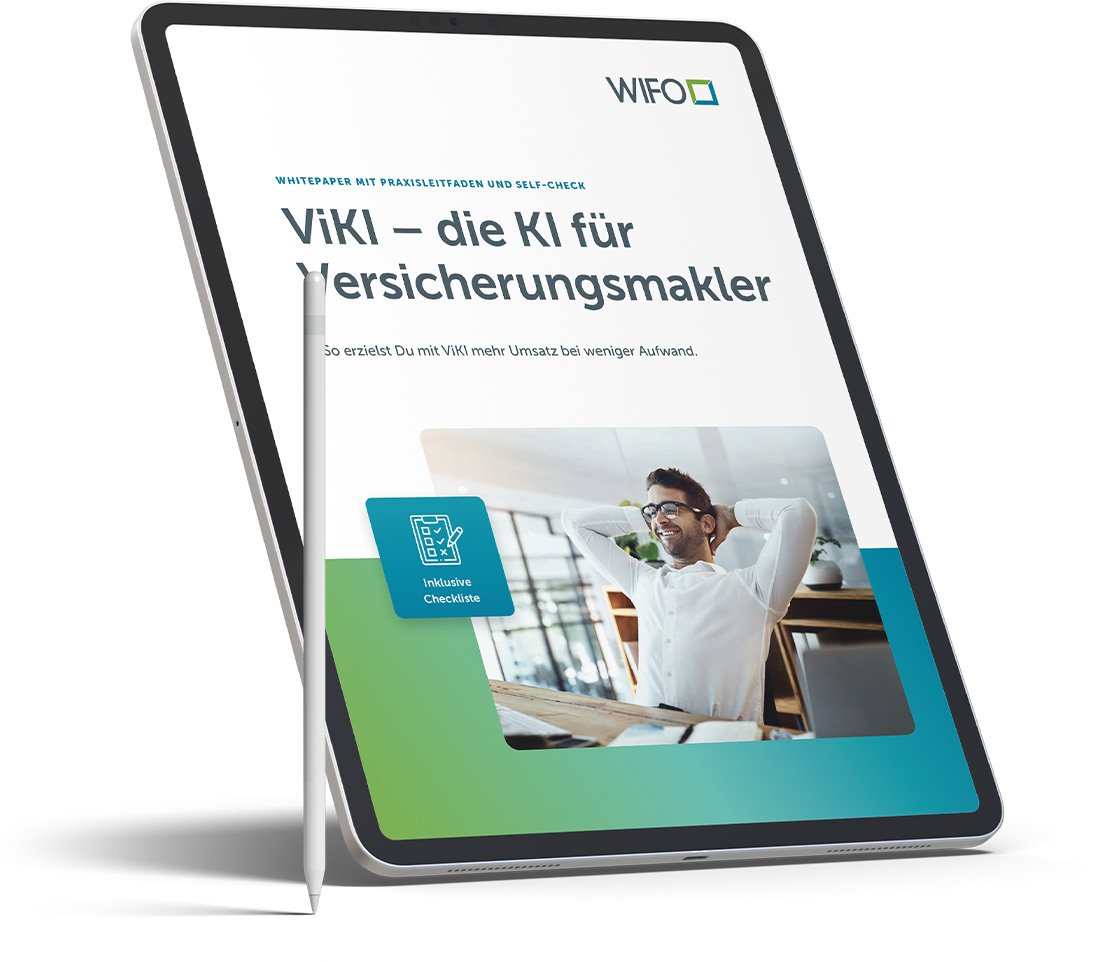 Screen eines Tablets, in dem das Titelbild des Whitepapers zu ViKI zu sehen ist 
