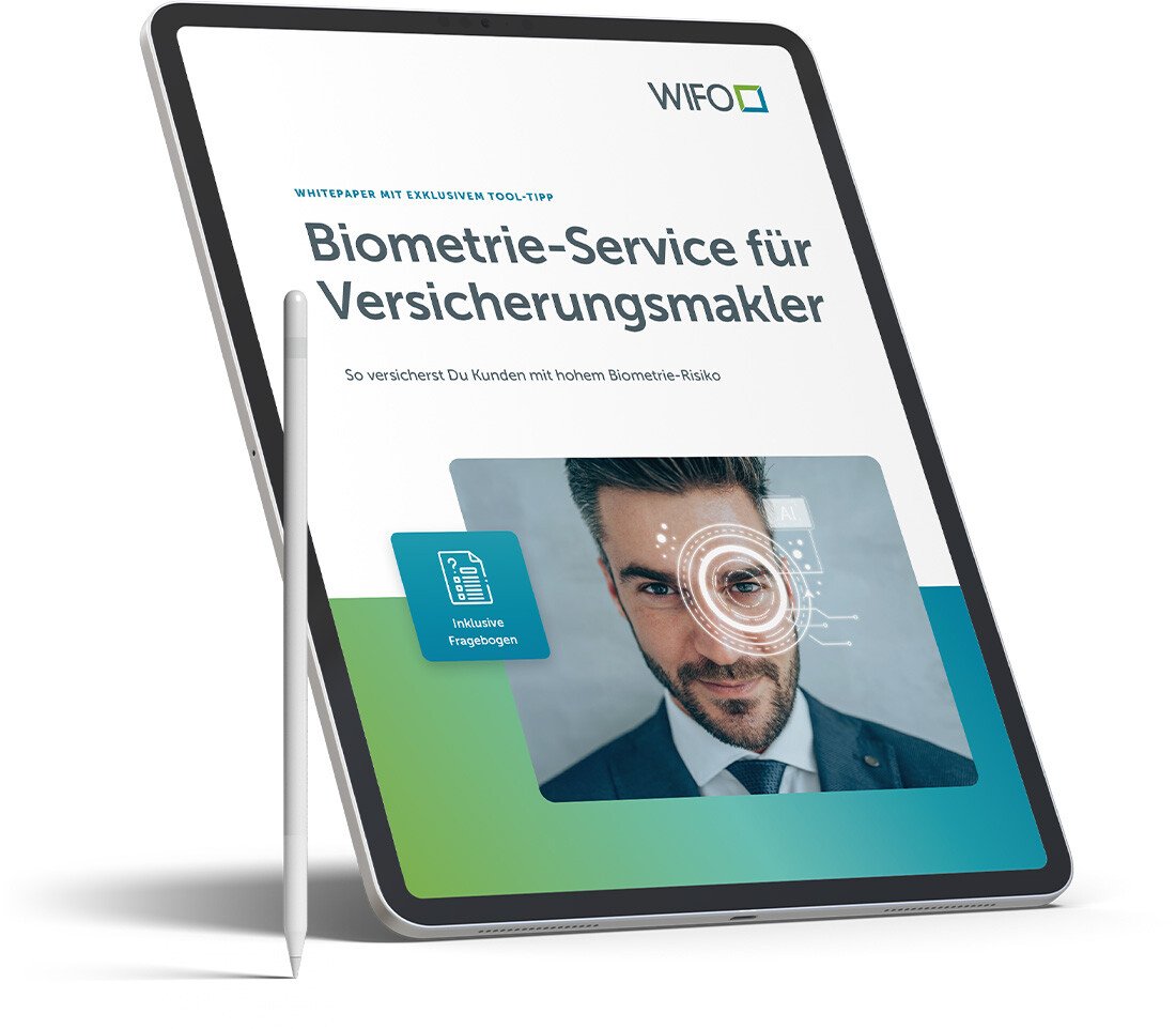 Mockup im Tablet: WIFO Whitepaper für Biometrie-Service
