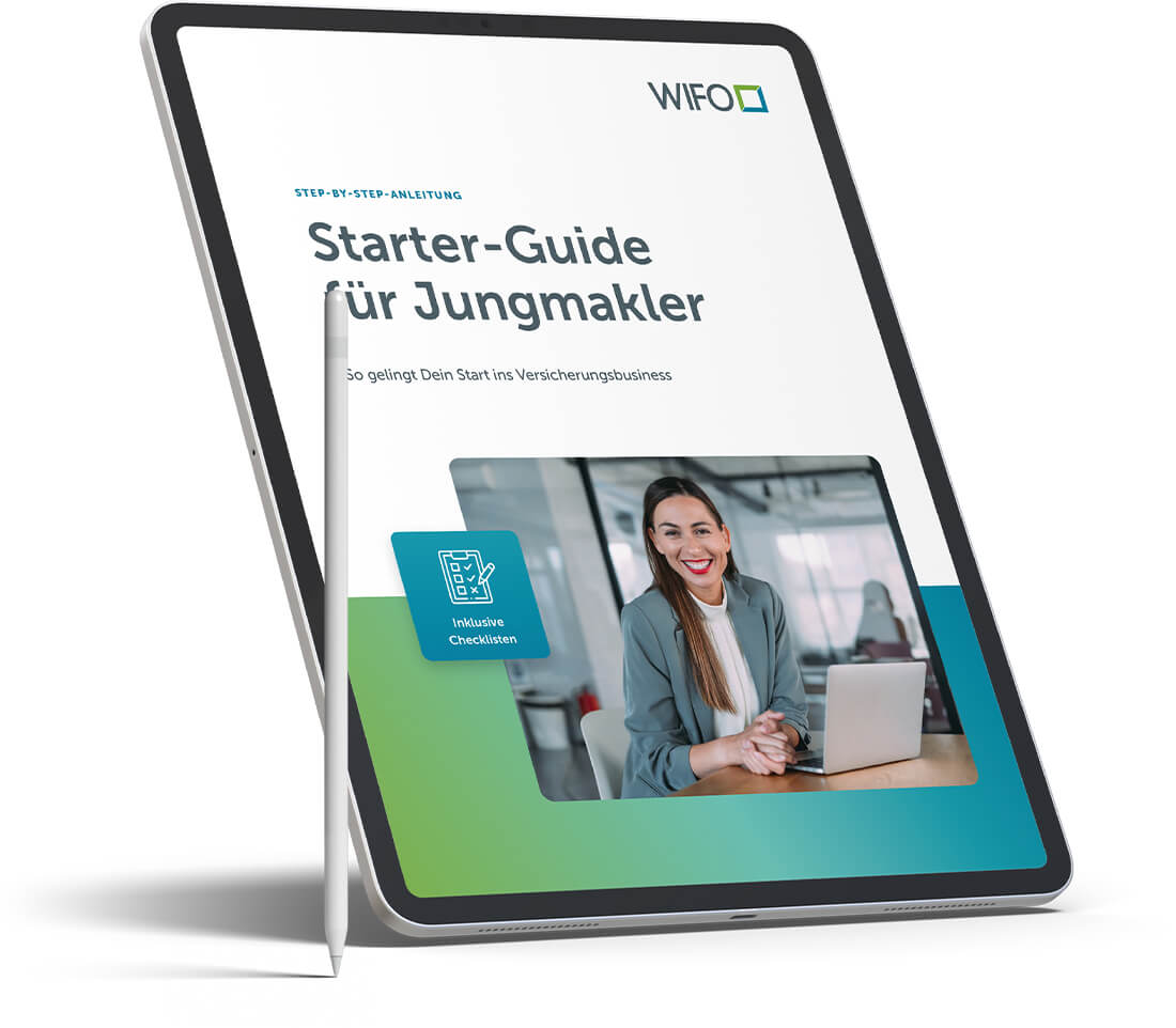 Mockup im Tablet: WIFO Starter-Guide für Jungmakler