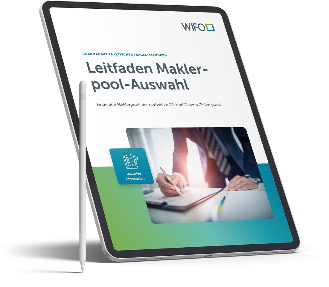 Mockup im Tablet: WIFO Roadmap für den Leitfaden zur Maklerpool-Auswahl